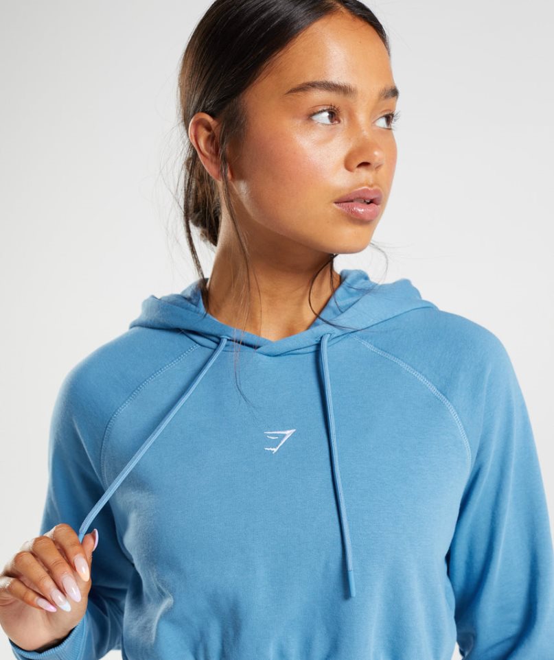 Women's Gymshark Training Cropped Hoodie Blue | NZ 4MUGZY